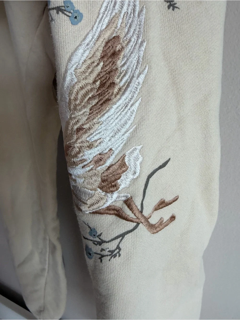 YoungLA Dreamer Cream Embroidered Crane Jogger Sweatpants Large